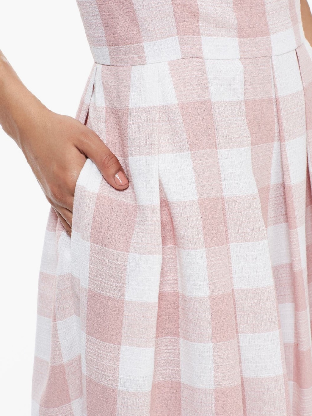 Gal Meets Glam Dusty Pink & White Gingham Midi Dress - Picture 5 of 9
